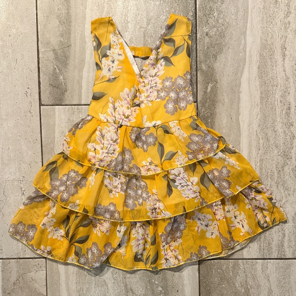 Yellow Floral Ruffle Dress